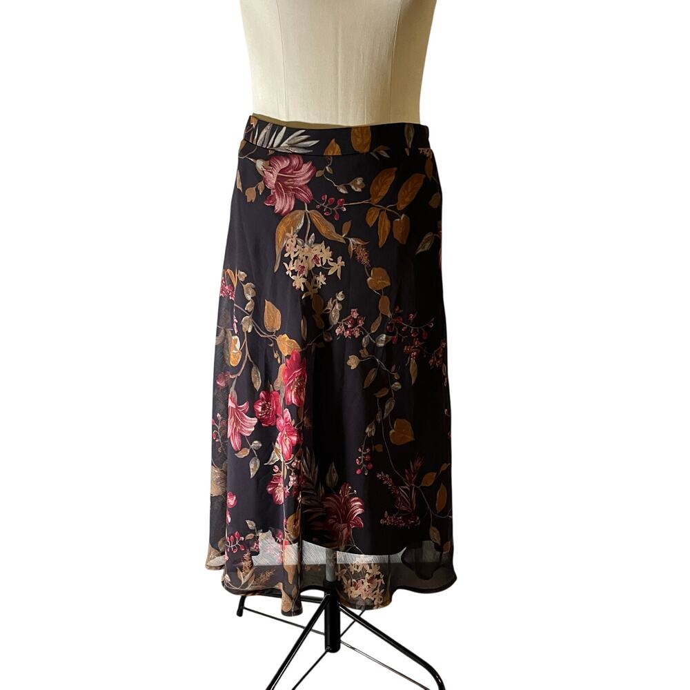 Y2K 2000s Dark Floral Maxi Skirt Sz M Whimsygoth Fairy Grunge